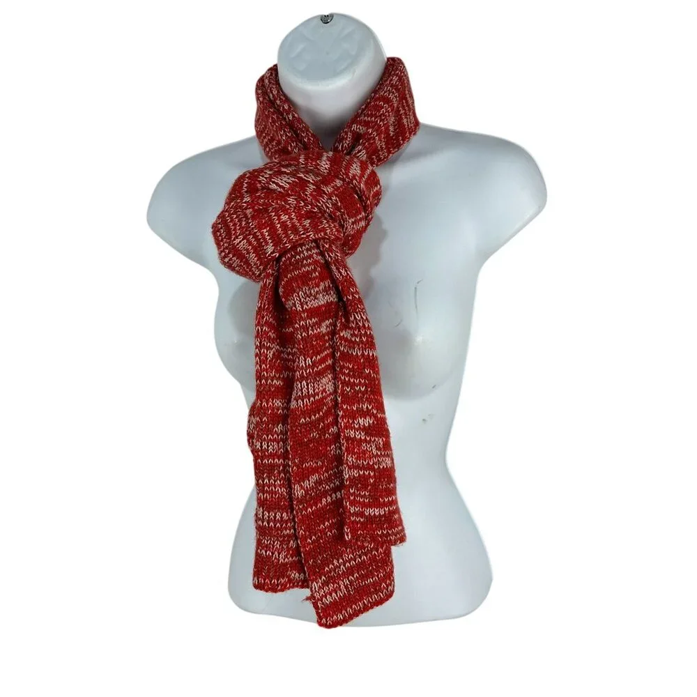 Old Navy Red & White Knit Scarf One Size Acrylic